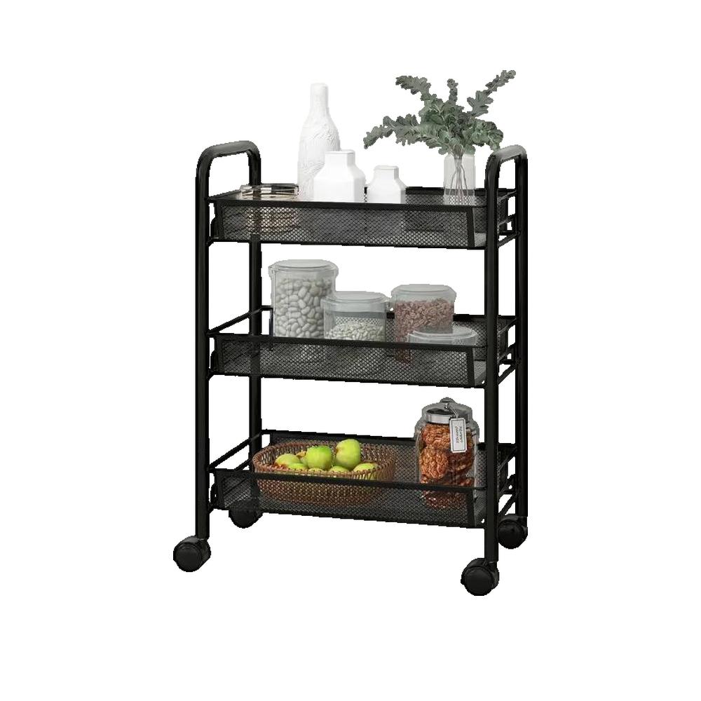 Vidaxl Carrito De Cocina 3 Niveles Hierro 46X26x64 Cm Negro , Leroy Merlin