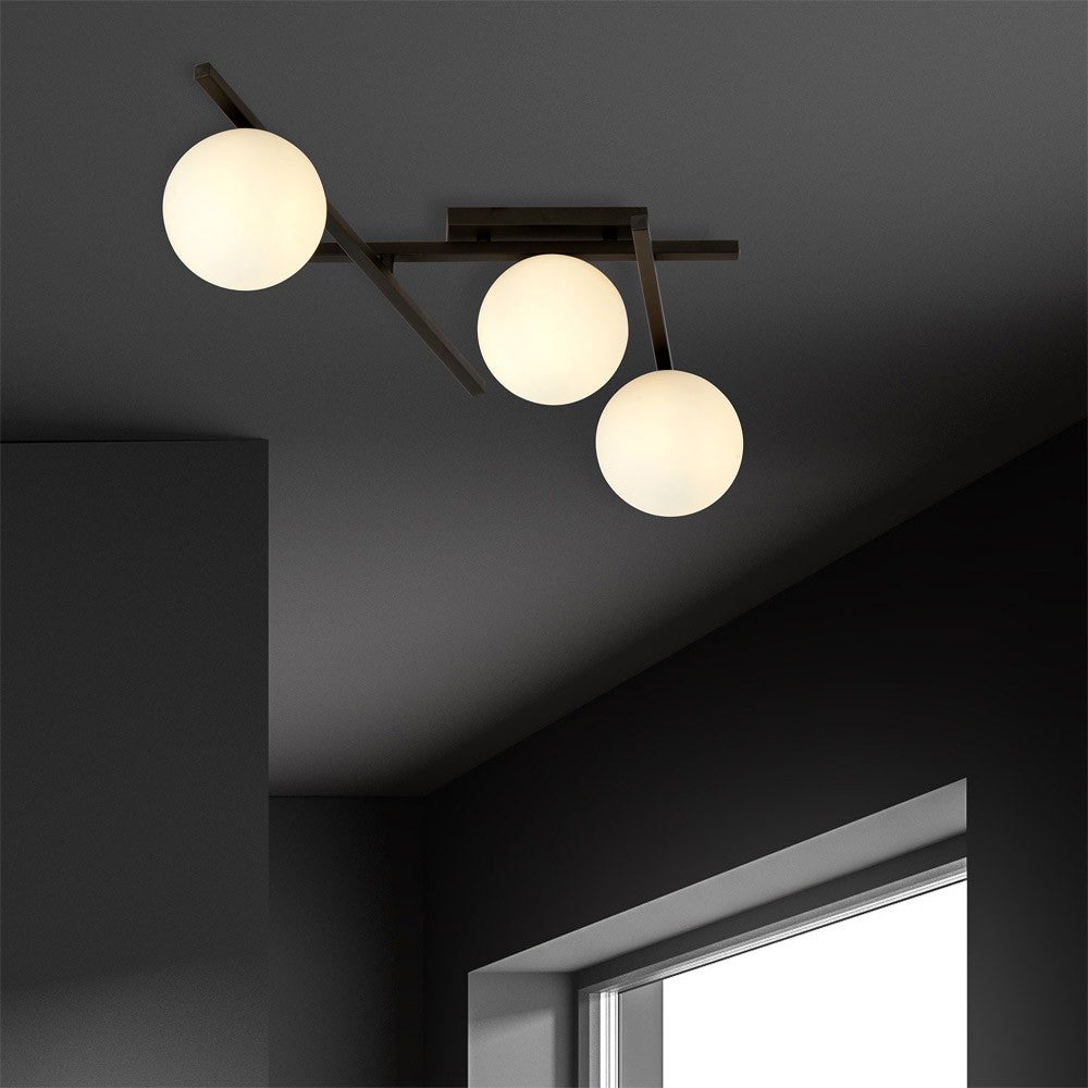 Lampa sufitowa Tramas z czarnymi regulowanymi prętami i szklanymi kulkami 3xE14 - 4