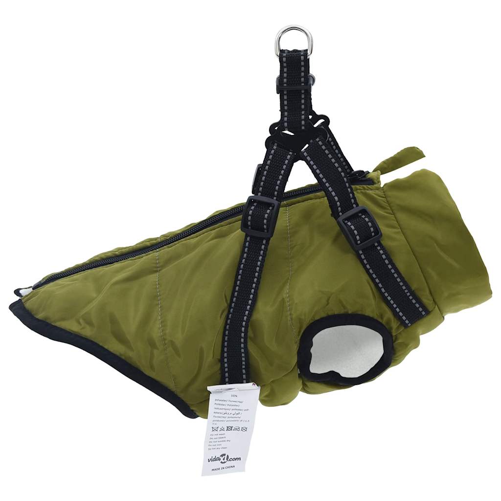 Casaco para cão com arnês impermeável reflexivo M verde militar - 4