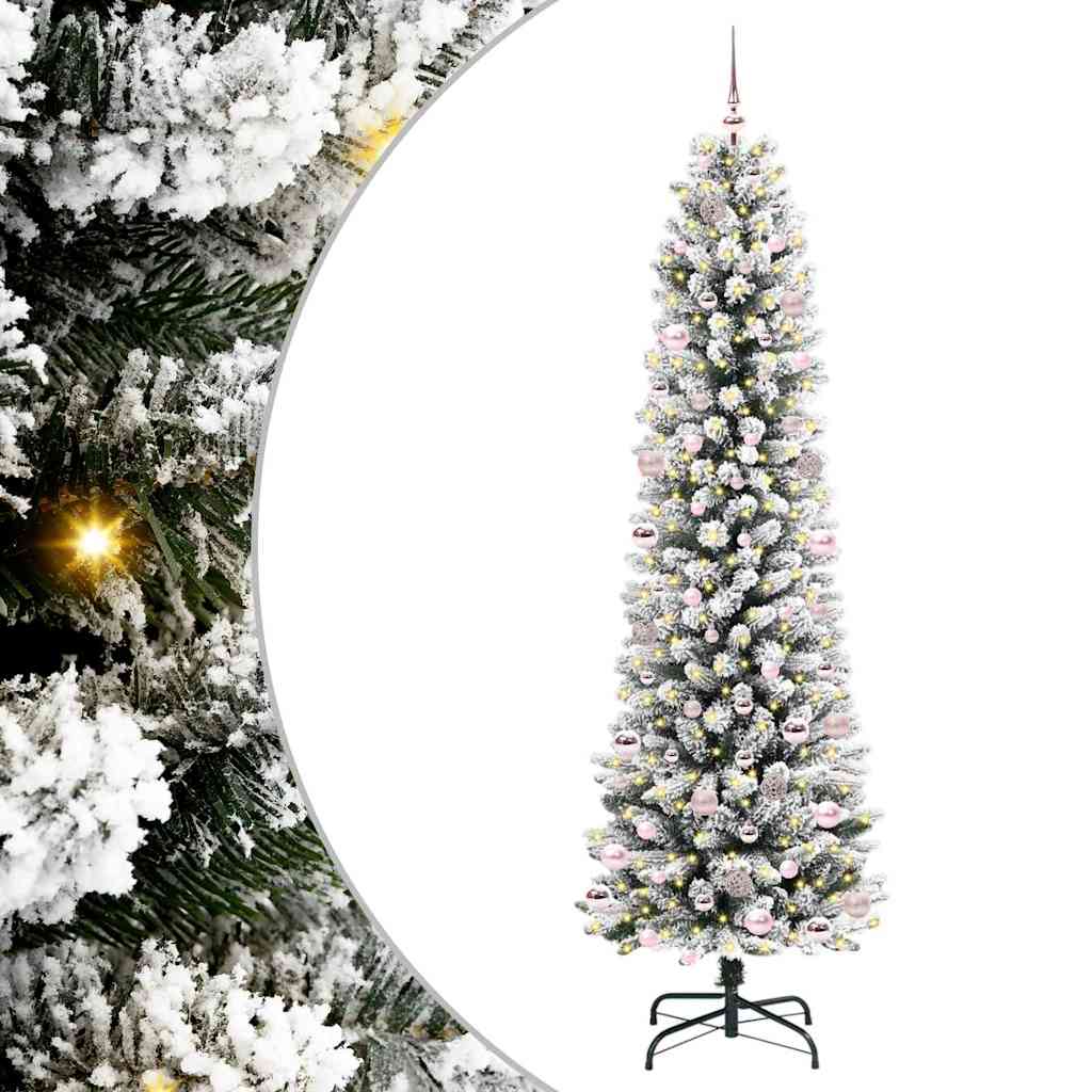 Sztuczna choinka Zielono-biały 240 cm PVC, Metal i Plastik