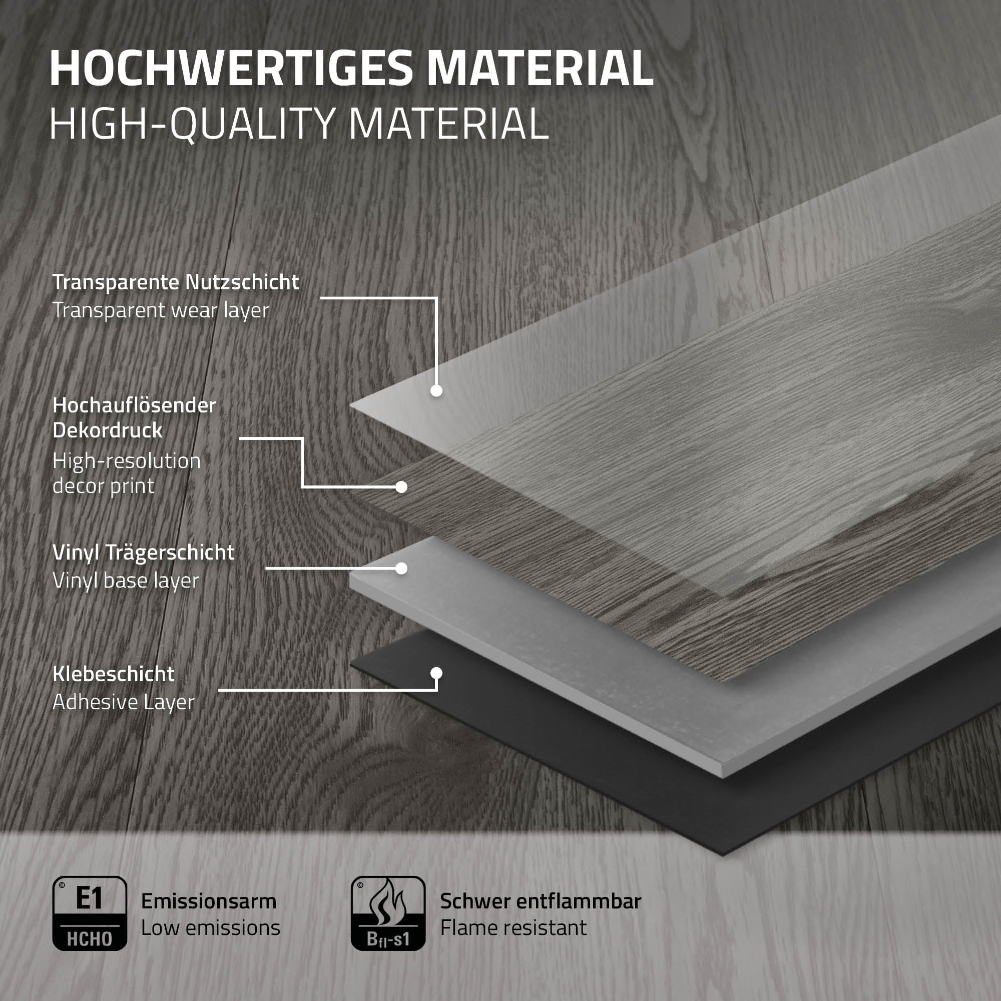 Revêtement de sol autocollant en PVC vinyle 6,69m²/48 planches 91,5 cm x 15,3 cm gris aspect chêne antidérapant résistant à l'eau et l'abrasion - 7