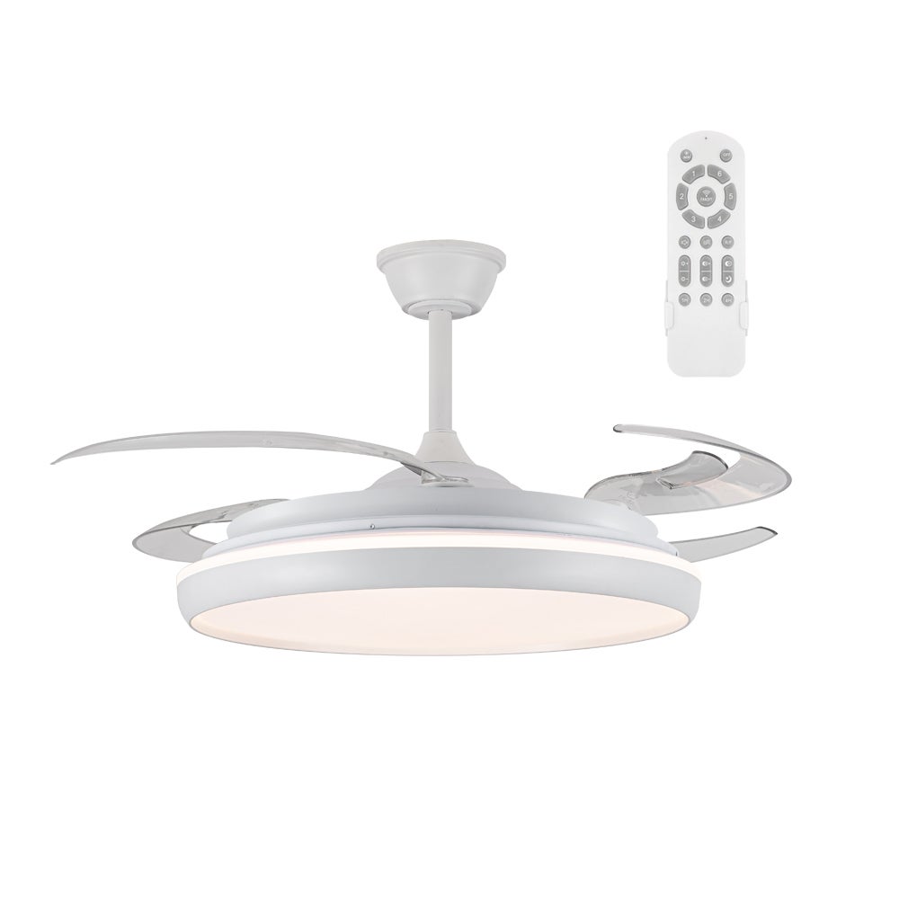 Chowany wentylator sufitowy z oświetleniem LED 80W Cichy Michu L biały CCT Dim ø120cm