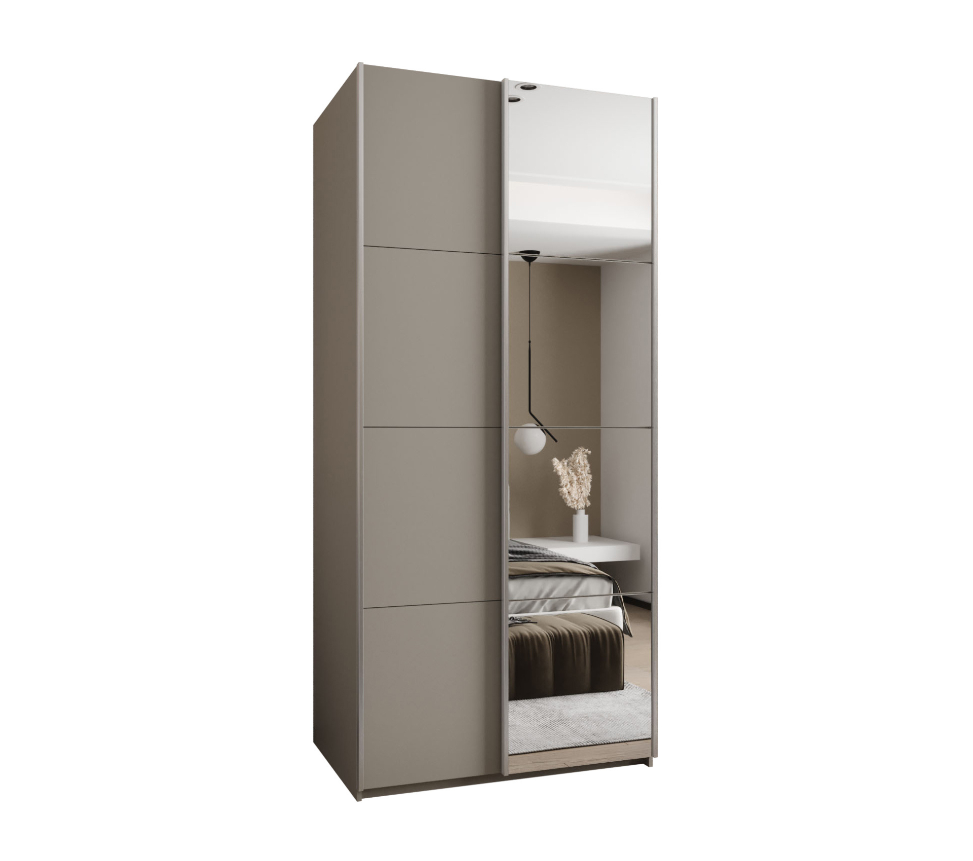 Szafa przesuwna wysoka Lux 3 110 x 64 x 245,5 cm kaszmir + kaszmir + u. srebrny - Abiks Meble