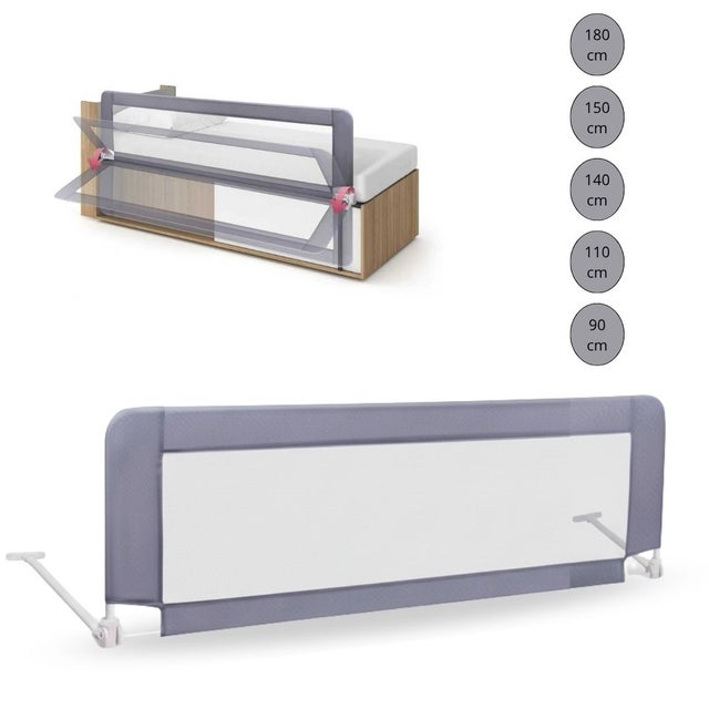 Bathby Barandilla De Cama Infantil 140 Cm – Altura Ajustable, Sistema Abatible, Malla Transpirable, Seguridad Anticaídas