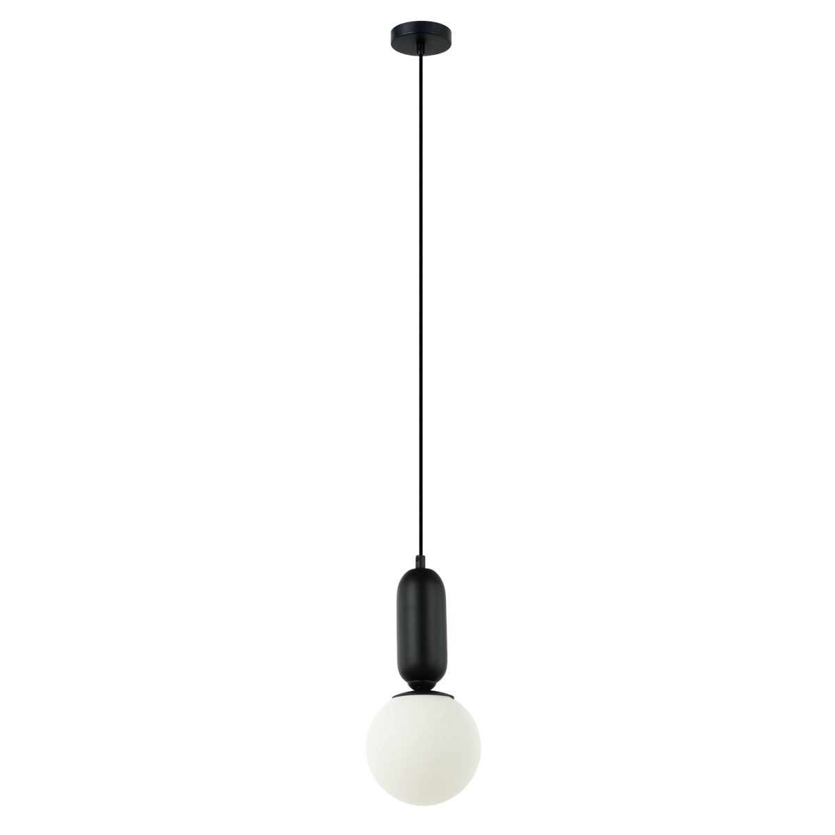 Lampa wisząca mała biała kula Aldeva czarna 1xE27x40W metal wym:108x15x15cm IP20 Italux