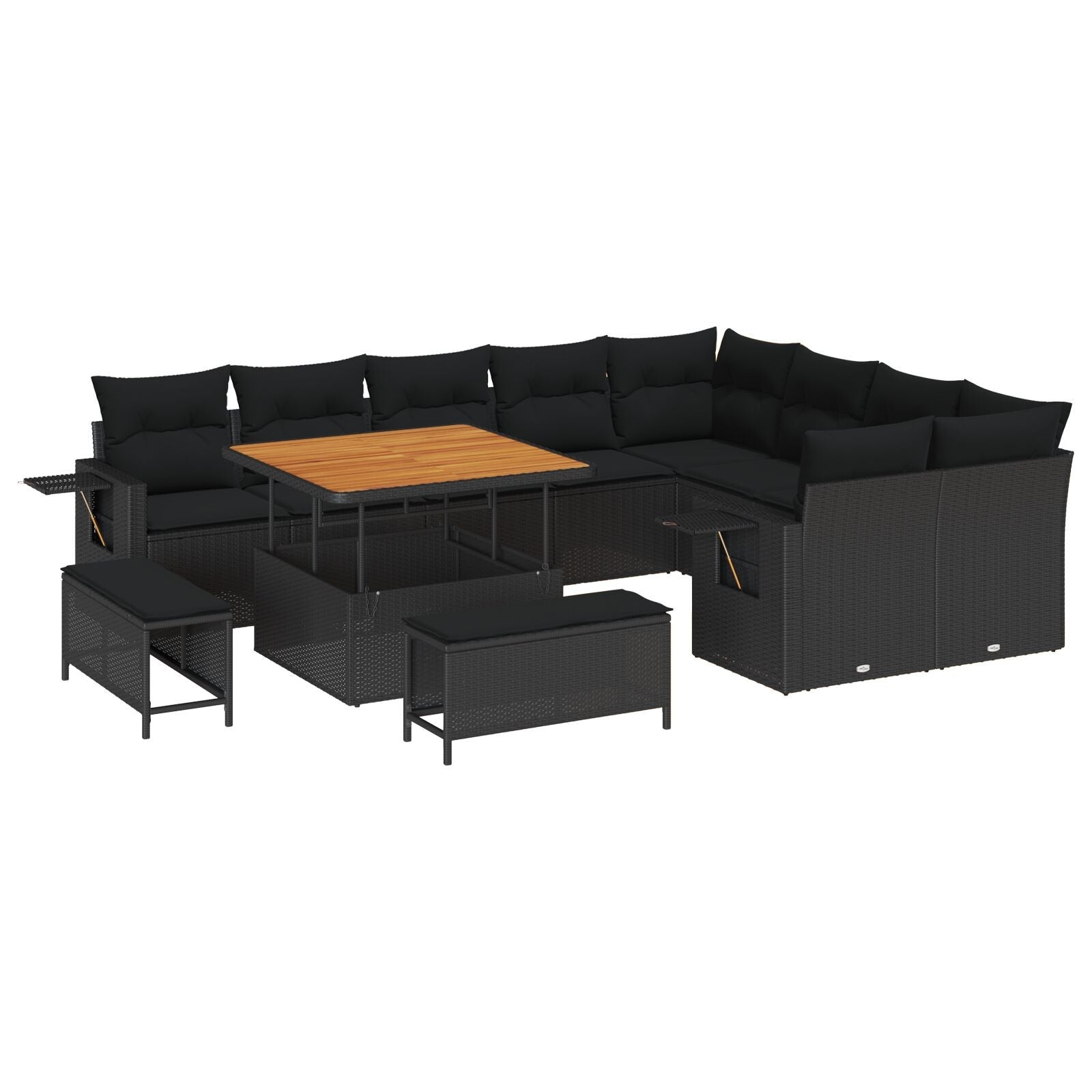 Zestaw Sof na Ogród 12 pcs Czarny polirattan vidaXL