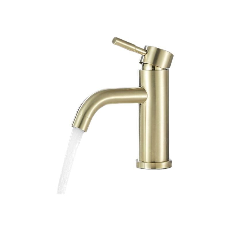 Bateria umywalkowa mieszaczowa, bateria umywalkowa z ciepłą i zimną wodą, bateria umywalkowa z mieszaczem w kolorze szczotkowanego złota - A1