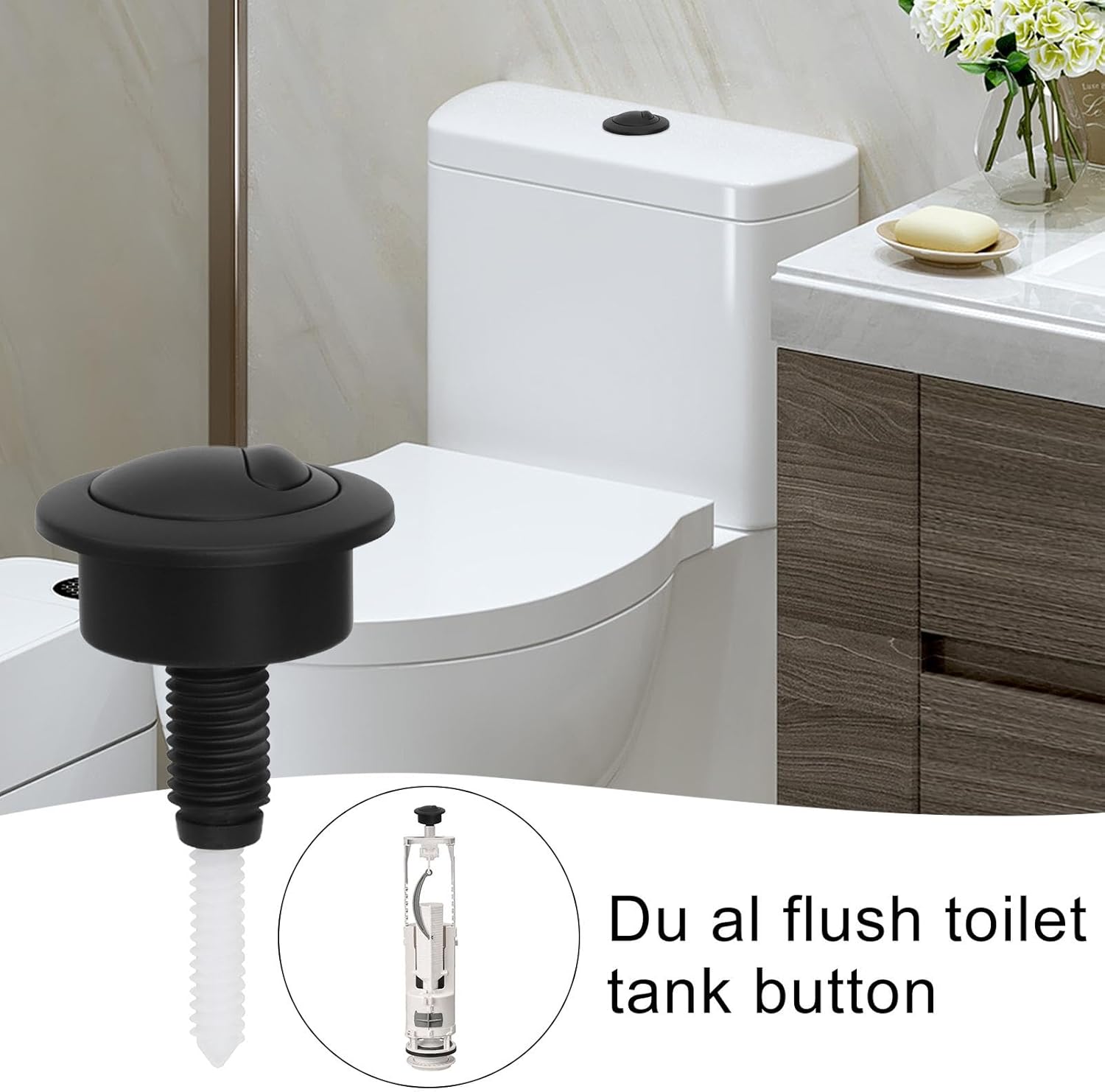 Remplacement Chasse d'Eau à Bouton Poussoir – Accessoire Toilette Double Flush, Pour WC et Réservoir - 5