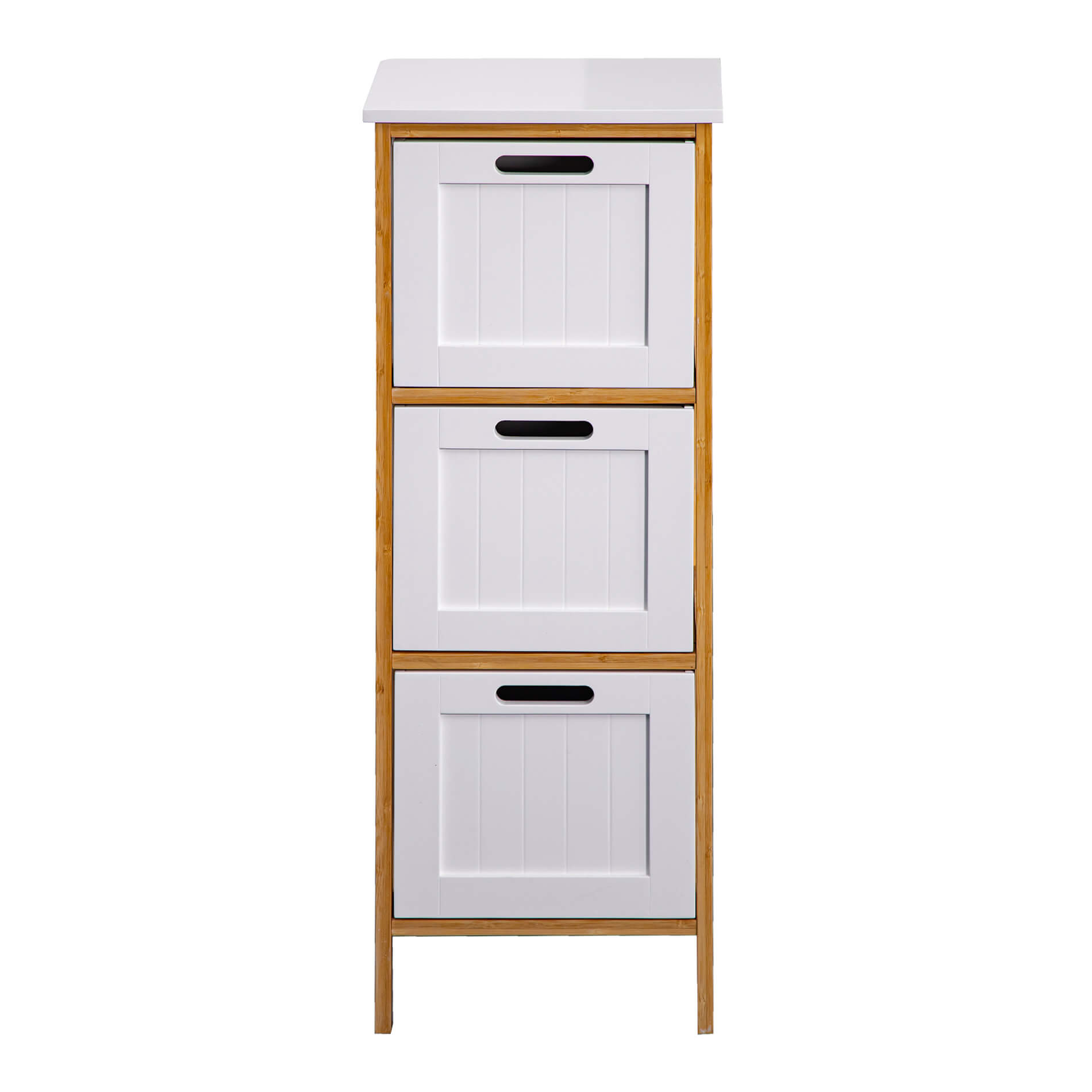 Gecheer Armadietto Bianco Con 3 Cassetti – Mobile Portaoggetti In Acciaio Per Camera Da Letto, Soggiorno O Ingresso – 42,5x35x101,5 Cm