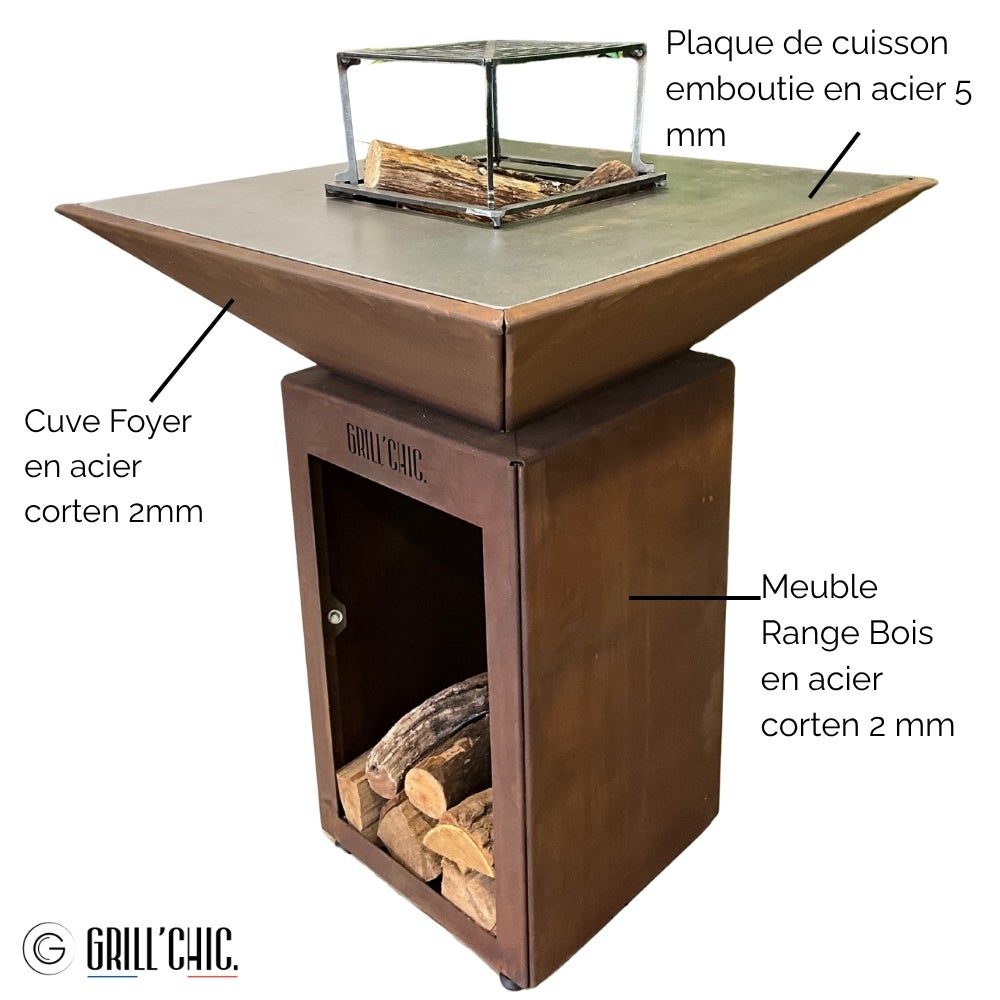 Brasero Auvergnat Corten Bois Carre 62 Simple Cuve - 3