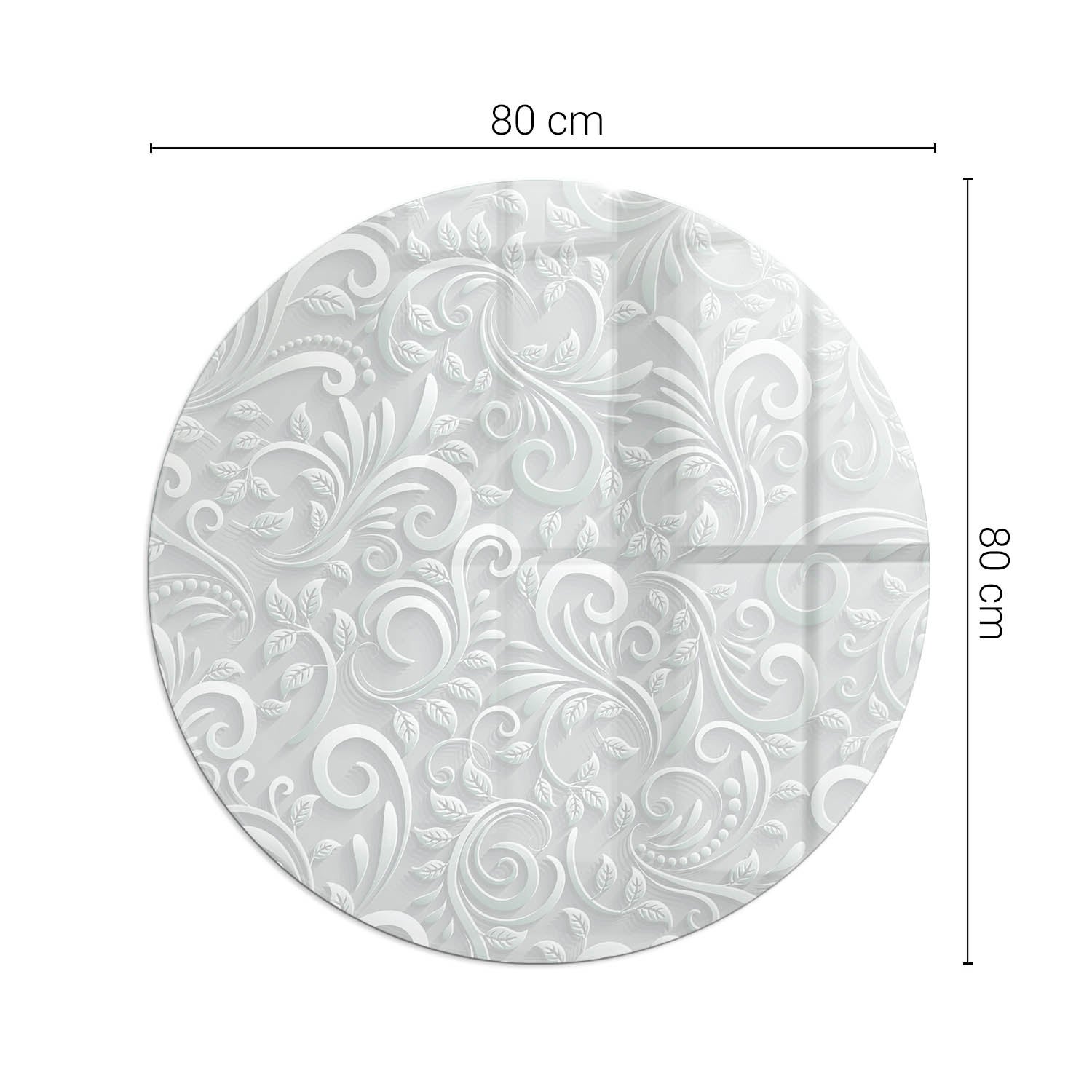 Szklana podkładka pod kominek ze szkła hartowanego - fi 80 cm - Elegancki wzór roślinny - TULUP - 2