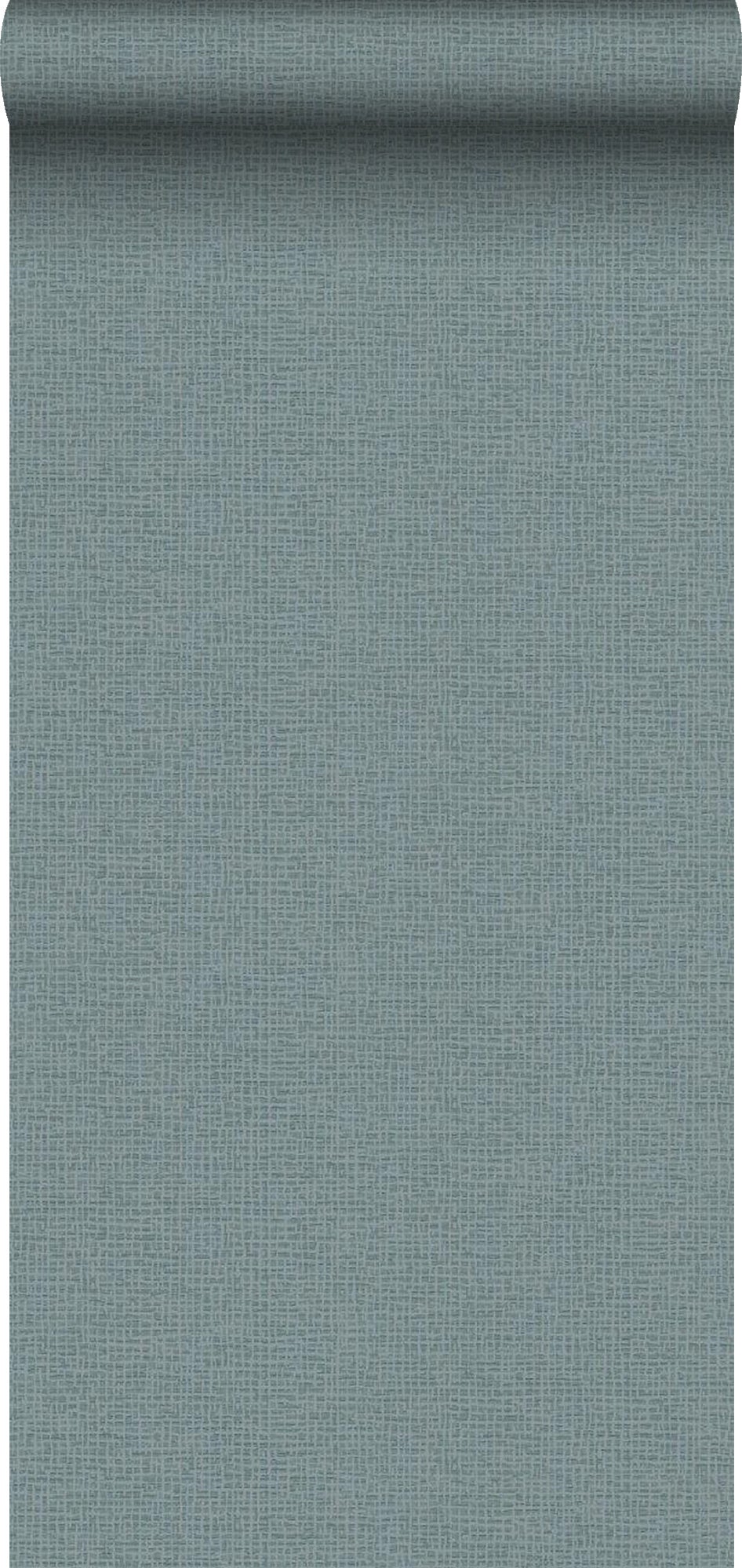 Papel pintado liso efecto lino azul agrisado - 53 cm x 10.05 m - borastapeter