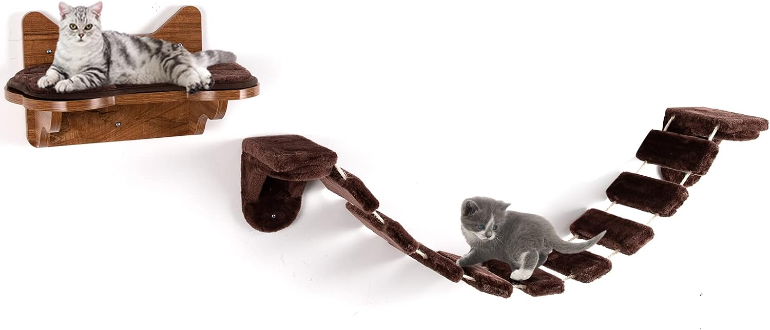 Giochi Gatti Salvaspazio Diceevil Parete Da Arrampicata Per Gatti - Set 3 In 1 Trasformabile Con Tiragraffi In Sisal Percorsi Per Gatti Da Parete