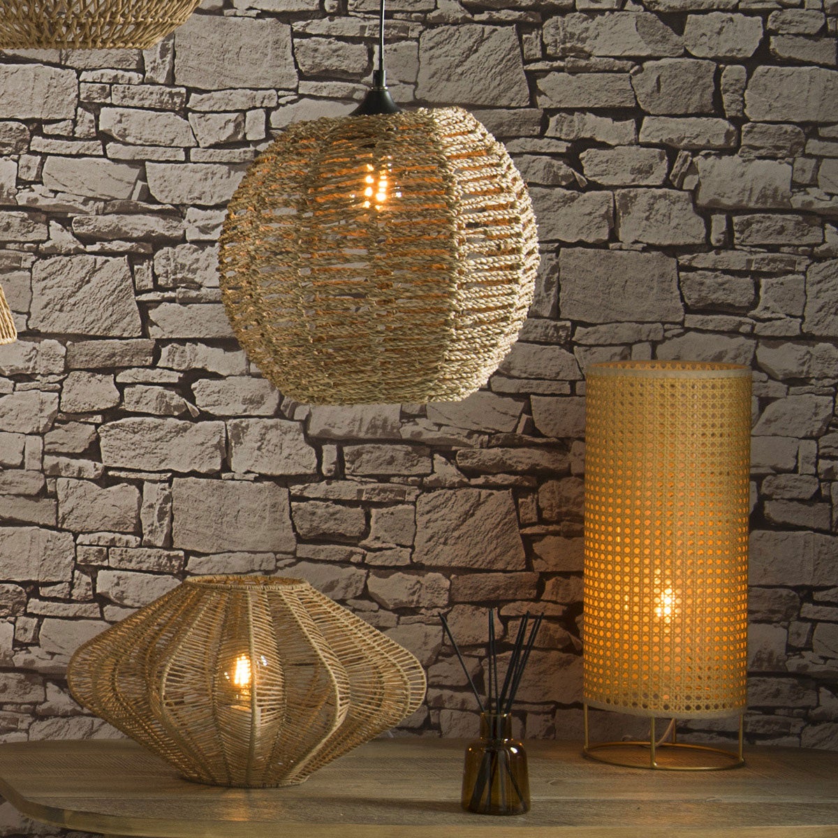 Lampada a sospensione Rana in rattan D33cm - 9