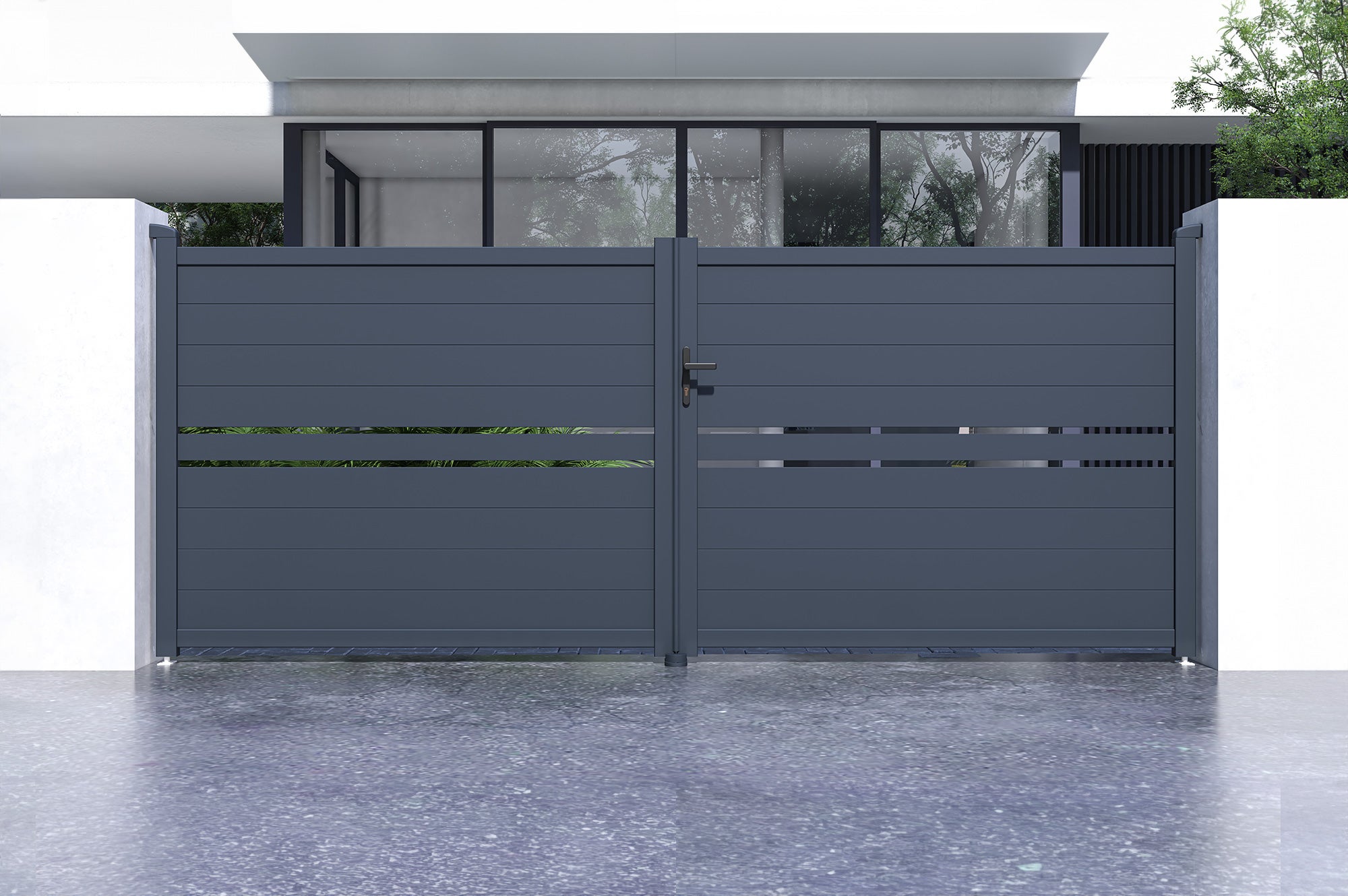 Portail battant 4m CIMONE H.160 aluminium gris - 4
