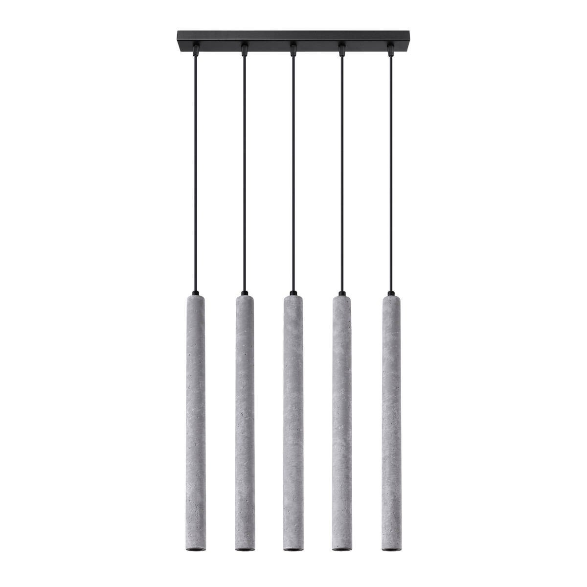 Lampa wisząca Pastelo szara 5xG9x8W tuba wym: 100 x 45 x 5 cm beton architektoniczny Sollux Lighting