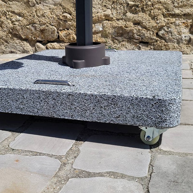 Pied de parasol en granite gris 102 kg avec roulettes Diamanta - 5