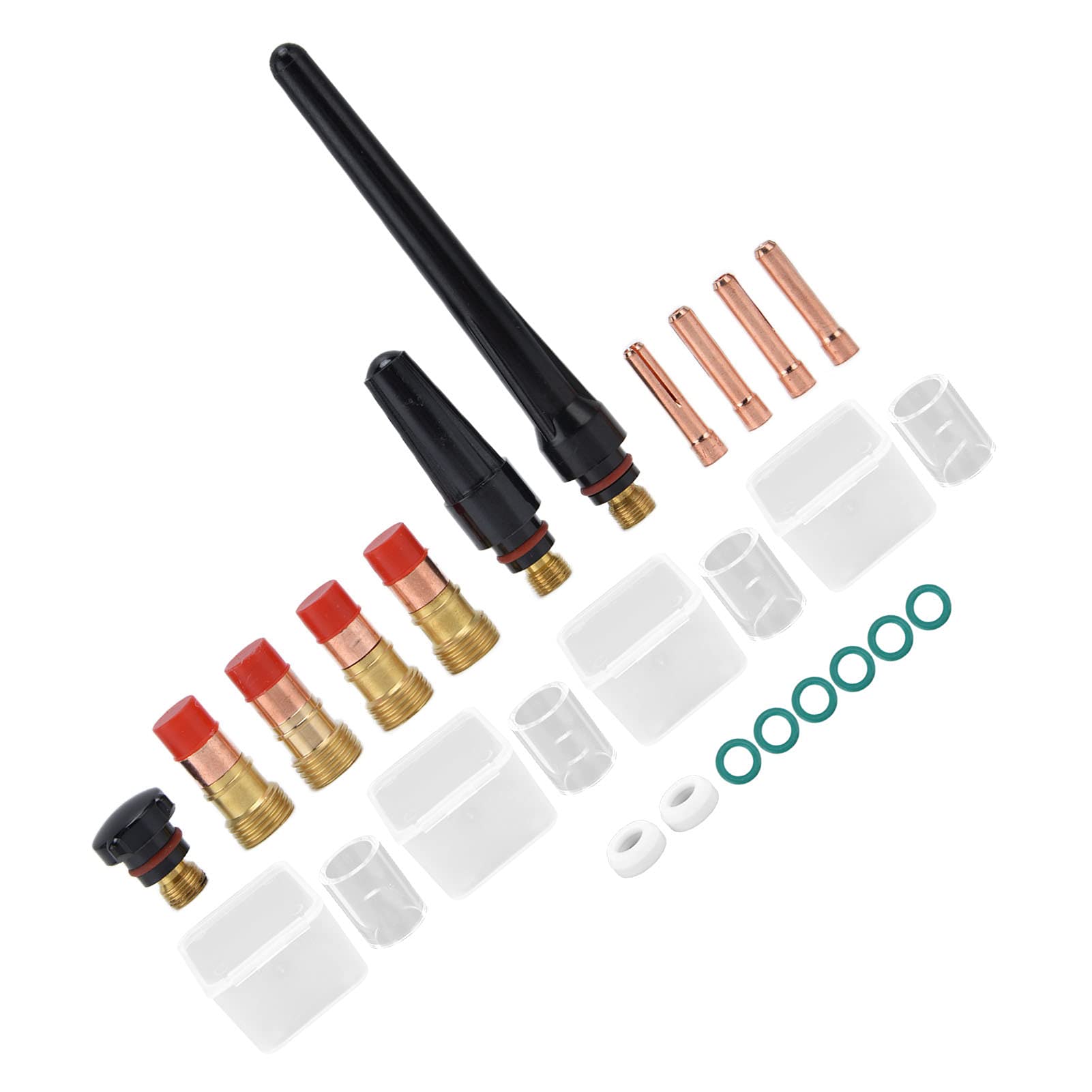 Kit 48 Pièces Consommables Soudure TIG - Lentilles Gaz, Buses Alumine, Pinces Pour Torches WP-17/18/26