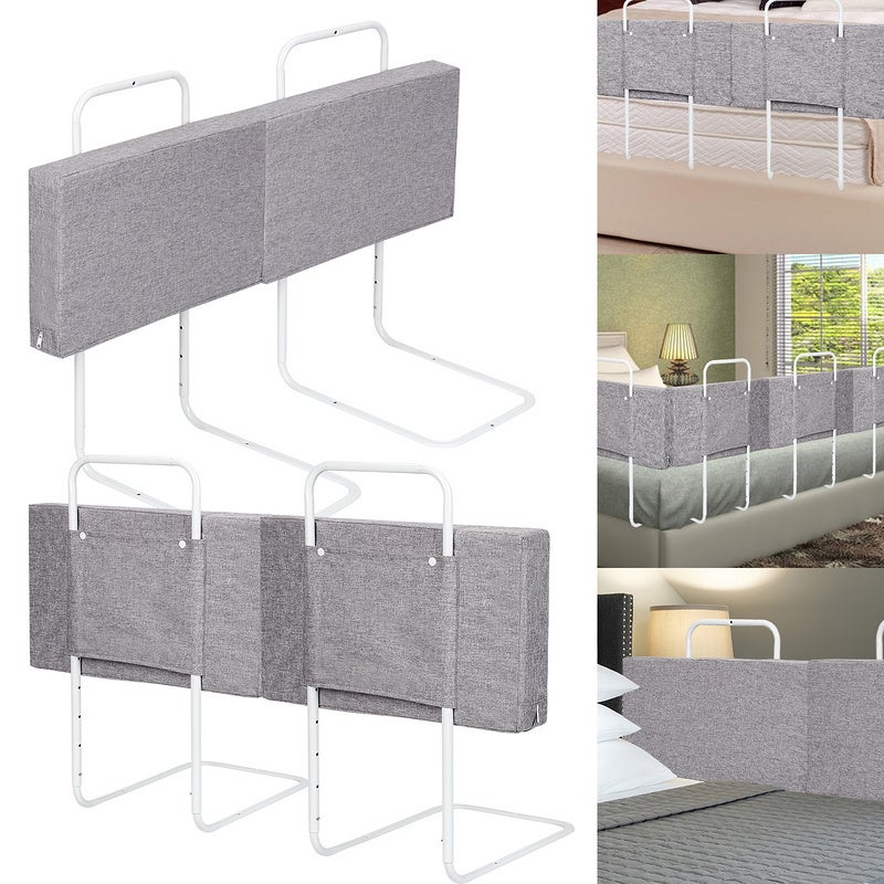 Rieles para cama de bebé de 3x60 cm, altura ajustable de 180 cm, barrera de seguridad, marco de cama para niños pequeños, gris 28 cm