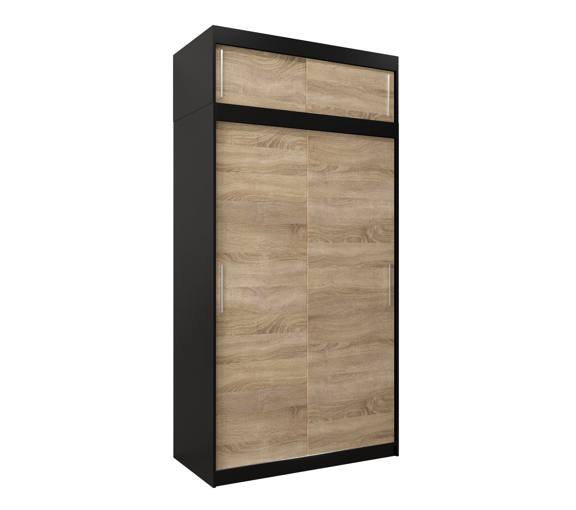 Szafa przesuwna z nadstawką garderoba TOKYO 120 x 62 x 240 cm Czarny + Sonoma - Abiks Meble