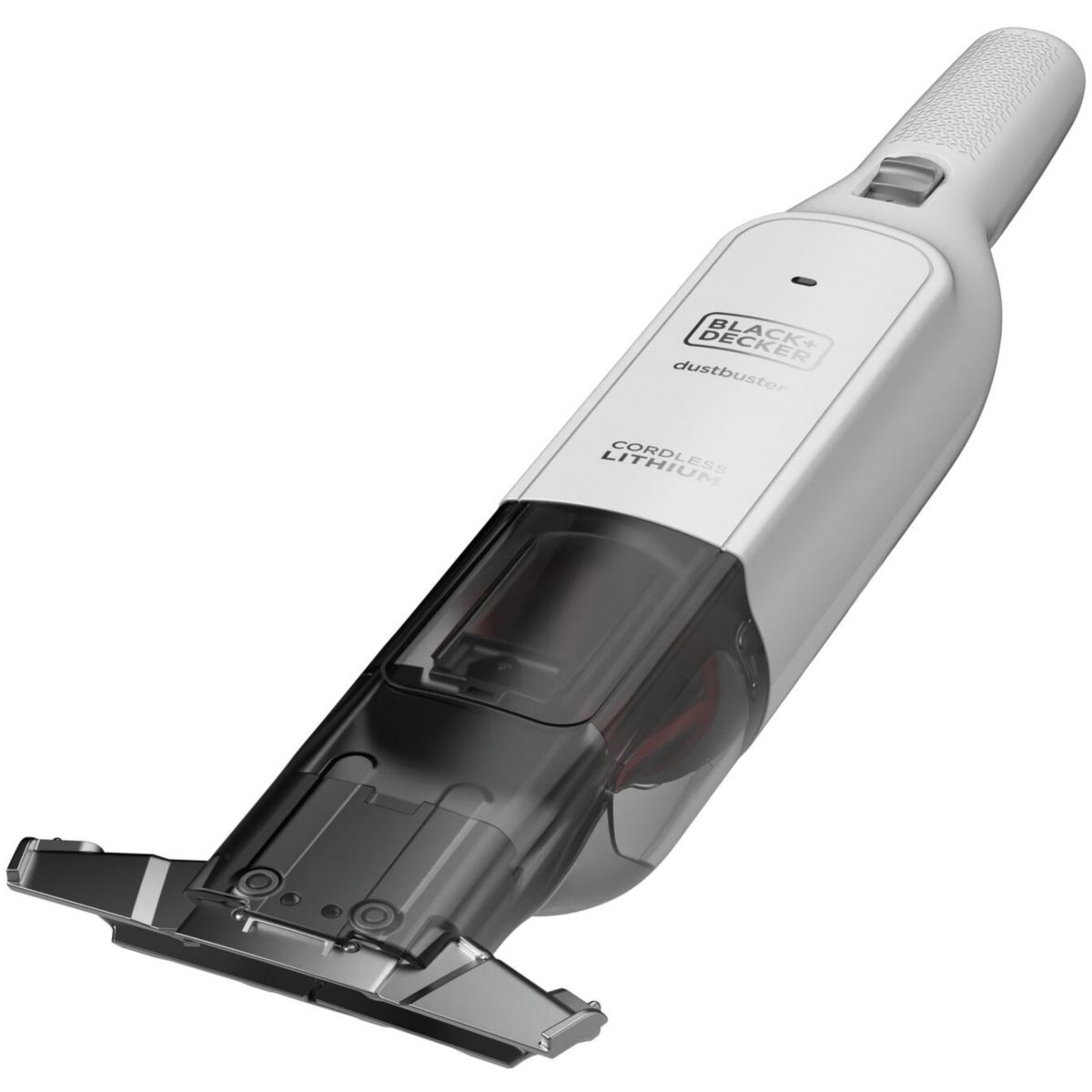 BLACK+DECKER Aspiratore portatile XXL Dustbuster Slim - Batteria da 12V/1,5Ah, colore bianco bianco, design sottile e compatto, con stazione di ricari