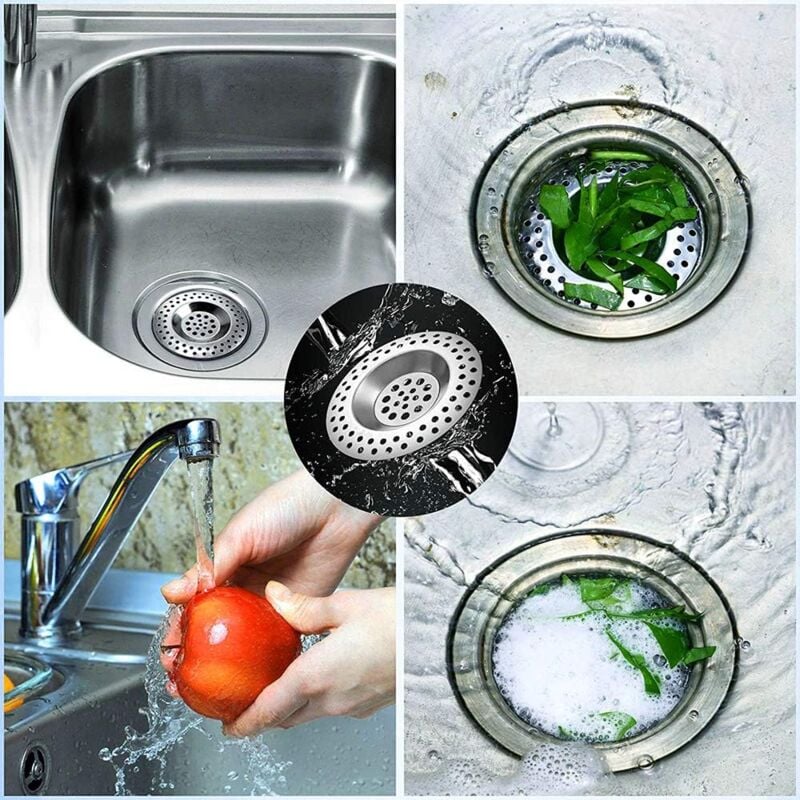 2 Filtri Per Scarico Lavello In Acciaio Inox – Tappo Colino Per Cucina 80mm – Antiruggine Con 20 Fori Di Drenaggio - 3