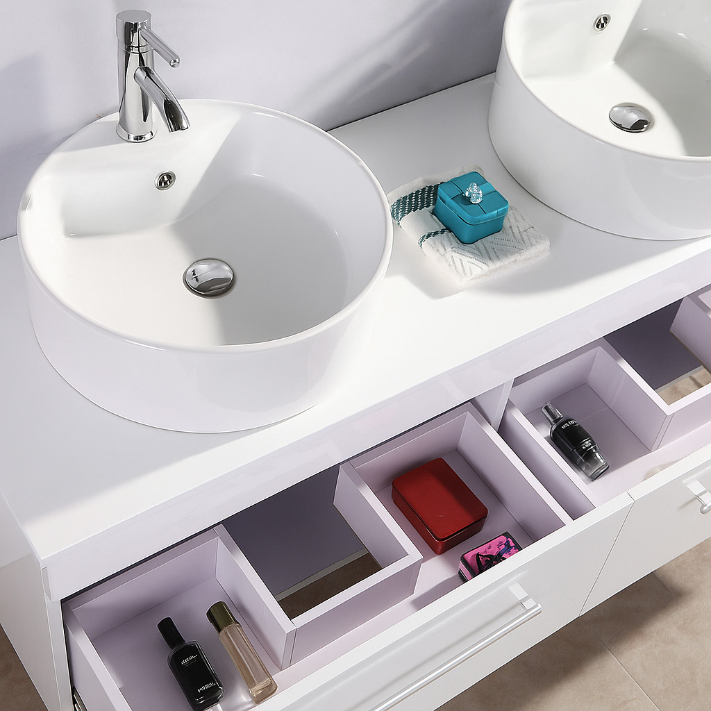 Meuble de Salle de Bain blanc 150 cm Lavabo inclus – Cecily - 5