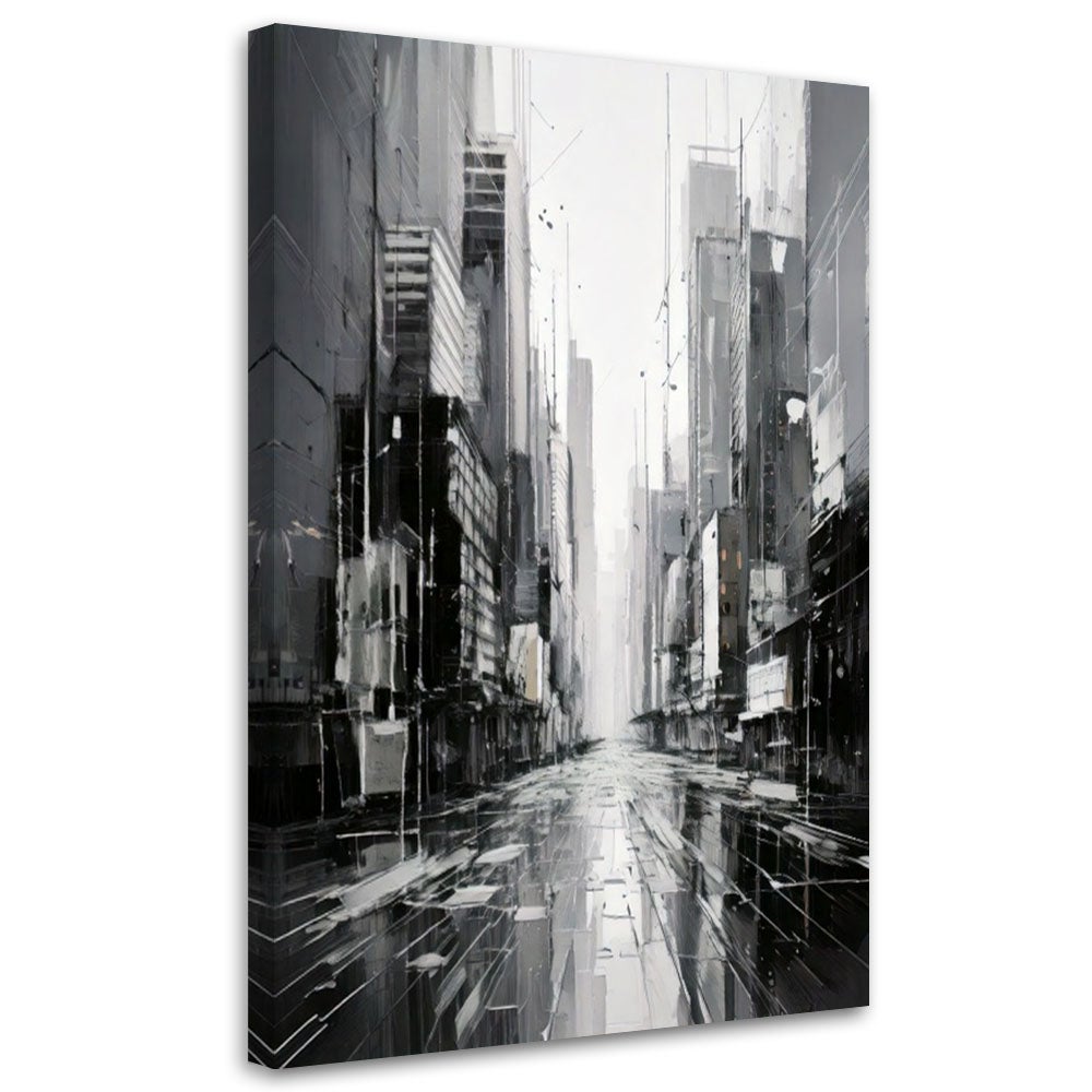 Obraz do salonu, Miasto Ulica Nowoczesna Abstrakcja Szara 70x100