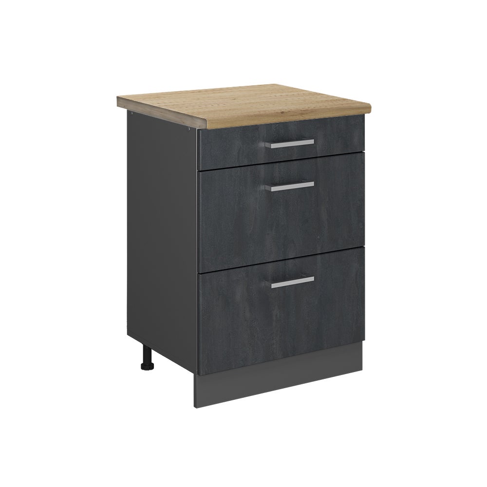 Vicco Szafka dolna do kuchni R-Line, Czarny beton, 60 cm BP Dąb