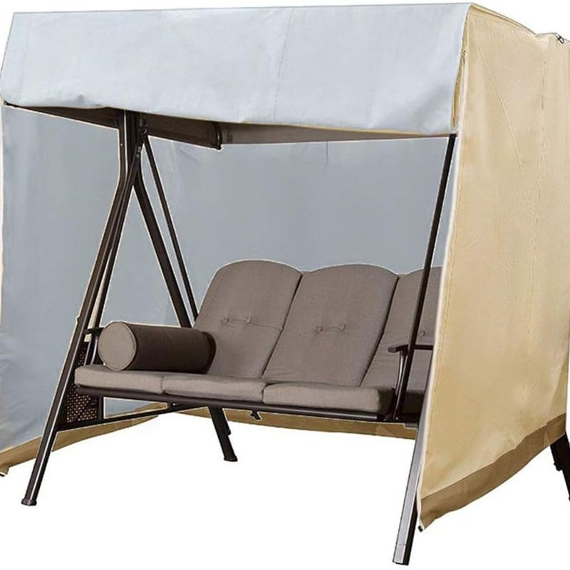 Wodoodporny pokrowiec na huśtawkę ogrodową trzysekcyjną, wykonany z tkaniny Oxford 210D odpornej na promieniowanie UV, 220 × 125 × 170 cm