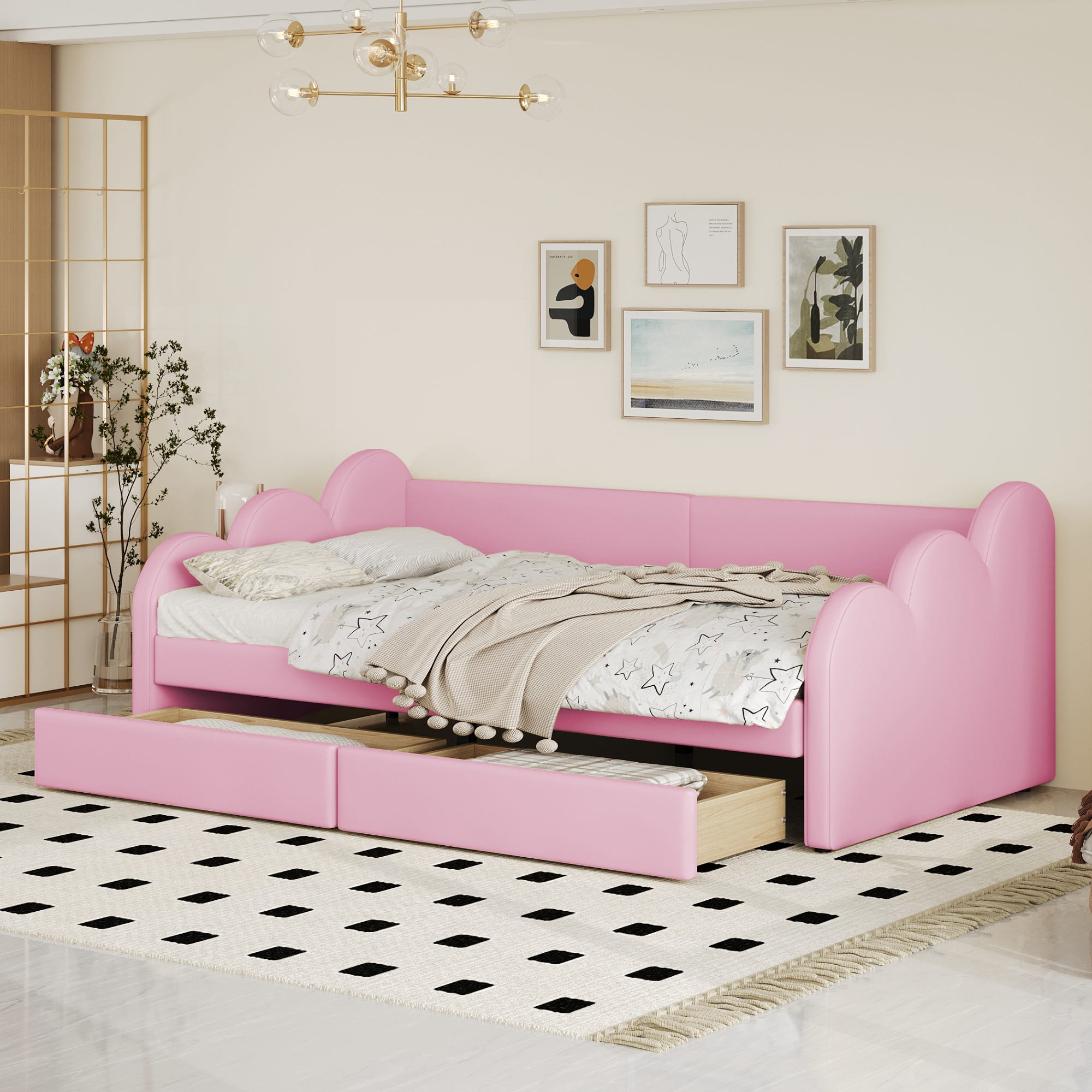 Ctastay 90x200 Letto Singolo per Bambini, Letto Imbottito da Principessa, Letto per Ragazzi e Ragazze, con Luci LED, Testata e Rete a Doghe in Legno, Rosa +Bianco,PU,senza Materasso Ctastay 90x200 Letto Singolo per Bambini, Letto Imbottito da Principessa, Letto per Ragazzi e Ragazze, con Luci LED, Testata e Rete a Doghe in Legno, Rosa +Bianco,PU,senza Materasso