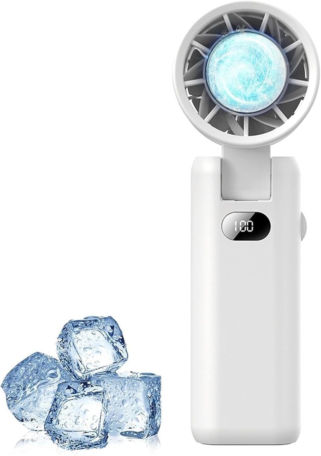 (Biały) 3600 mAh akumulatorowy wentylator turbo, mini wentylator przenośny USB, 100 prędkości wiatru, składany wentylator zewnętrzny do biura, na kemp