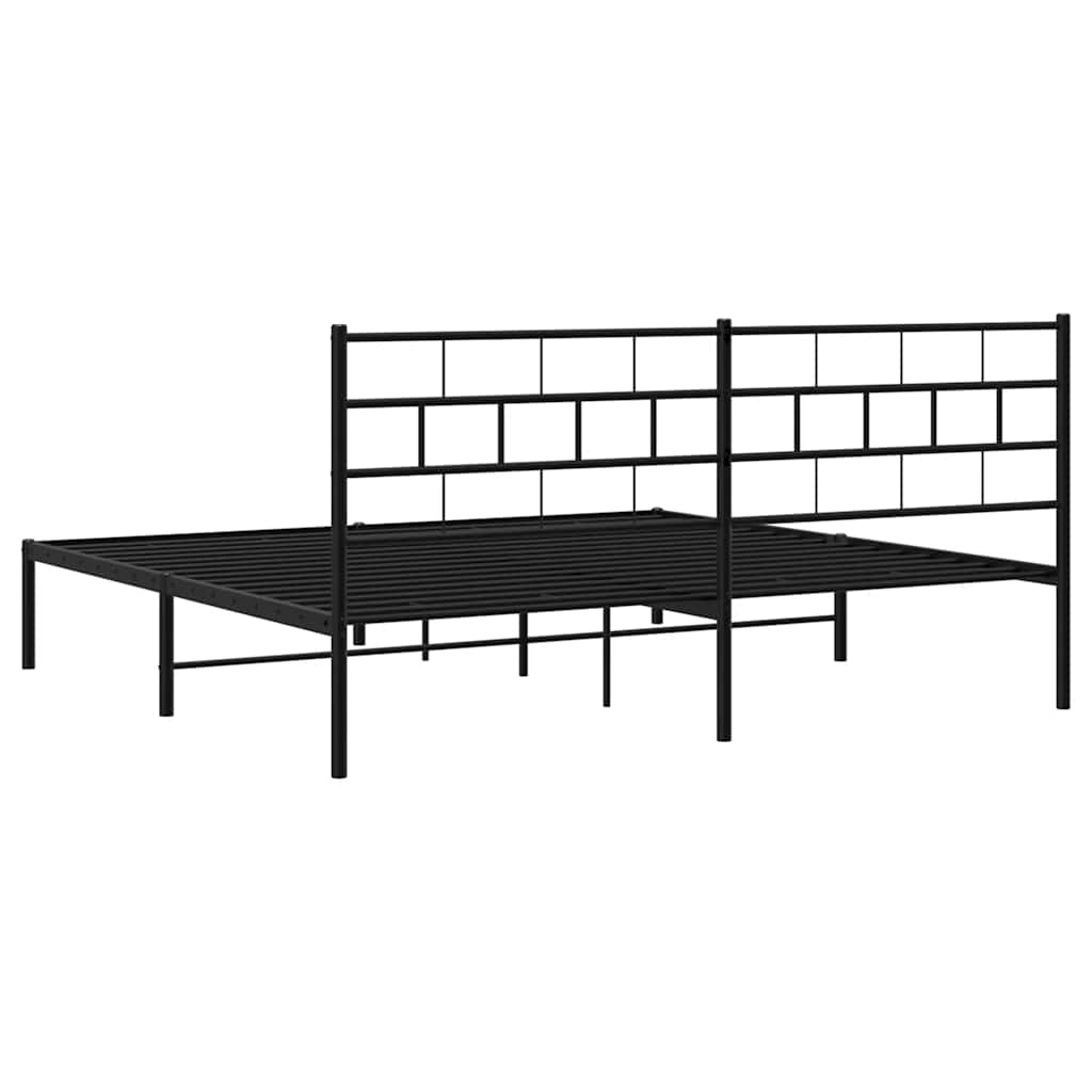 Estructura cama sin colchón con cabecero metal negro 183x213 cm vidaXL - 7