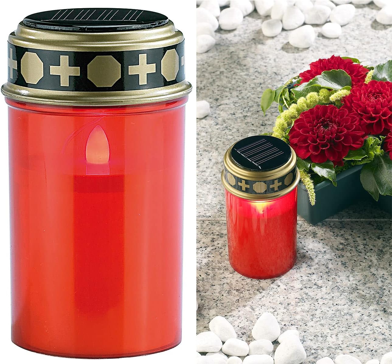 Lampa solarna na grób LED z czujnikiem światła.