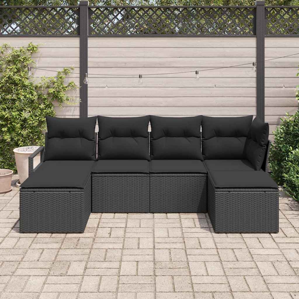 Ensemble de Canapés avec coussin 6 pcs Noir polyrotin vidaXL - 3