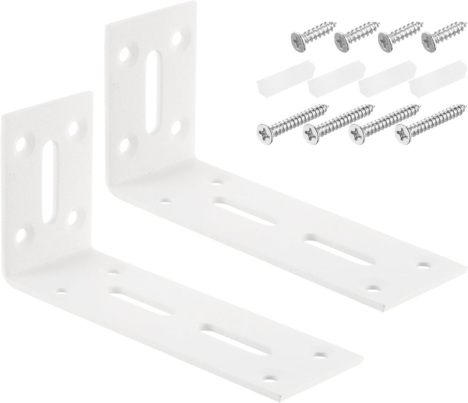 Białe narożniki meblowe, 2 sztuki, 122,8 x 40 x 60 mm, stal nierdzewna, regulowany kąt 90°
