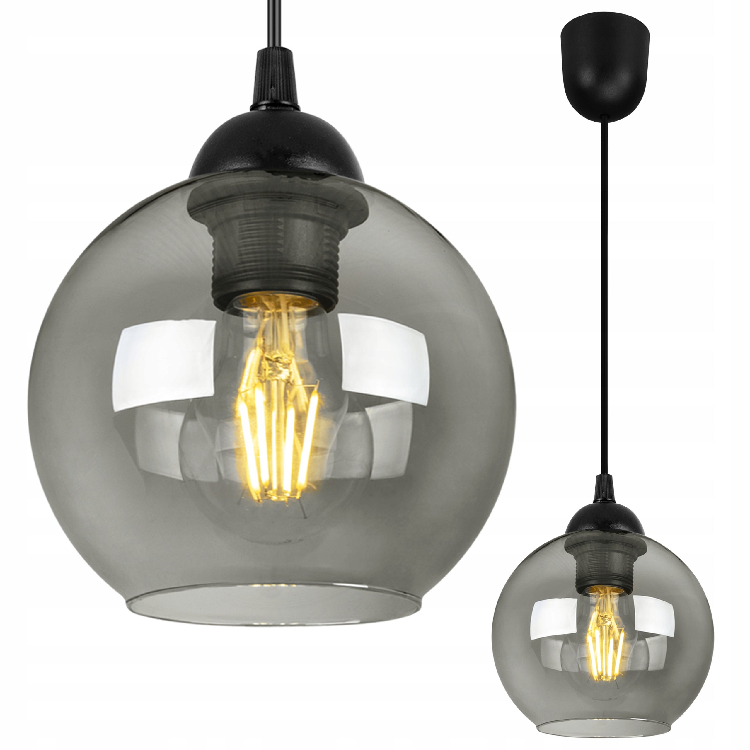 Lampa sufitowa wisząca Haga modern 1xE27 abażur kula grafitowa Light Home LH