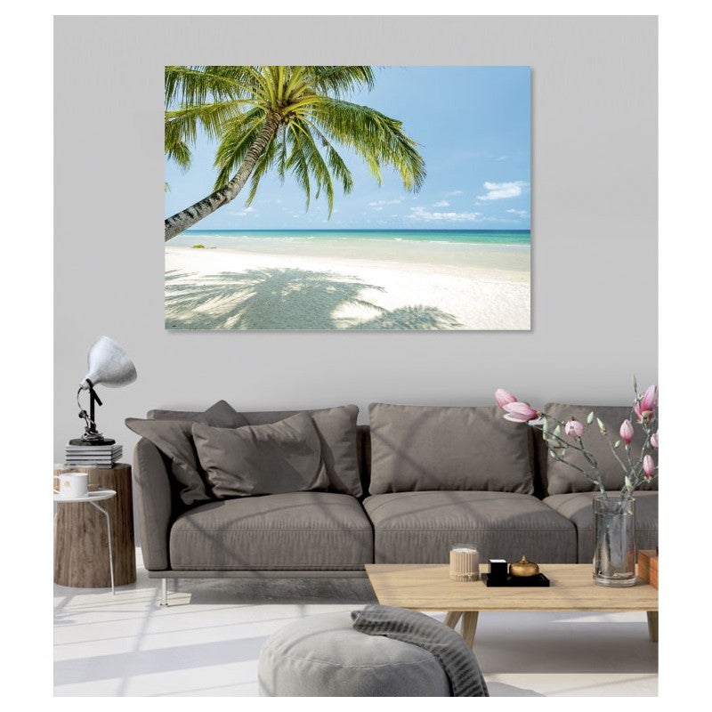Tableau toile en kit PLAGE PARADIS et palmier 180 x 130 cm - Toile textile sans PVC, Made in France par Scenolia - 3