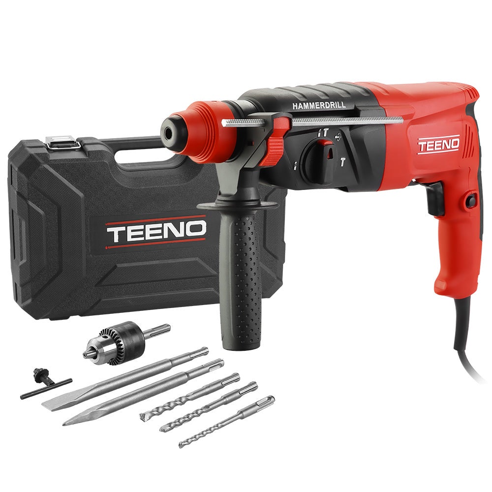 Martello Perforatore TEENO 800W Con Filo - SDS Plus, 3 Modalità (foratura, Percussione, Scalpellatura) Per Cemento, Acciaio, Legno