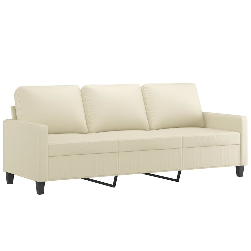 Sofá de 3 plazas | sofá de salón | sofá de descanso de cuero sintético color crema 180 cm cfw75646