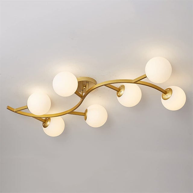 Lampa sufitowa vintage, 6-punktowa lampa sufitowa w stylu industrialnym, E26/220 V, złota lampa wisząca, odpowiednia do sypialni, salonów, 86 cm