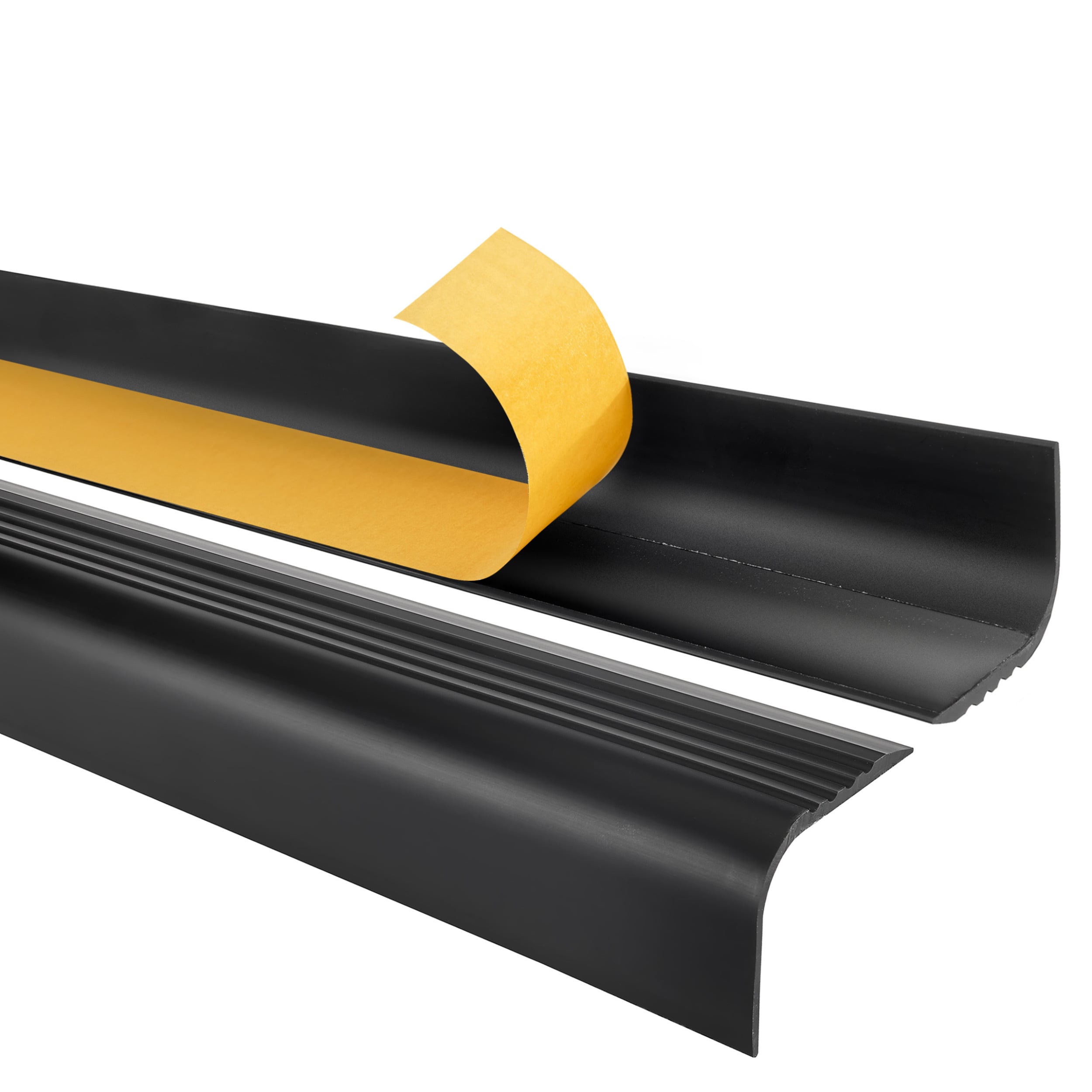 Samoprzylepny profil schodowy 52x40 mm PVC na krawędzie stopni z ryflowaniem - 200 cm, czarny