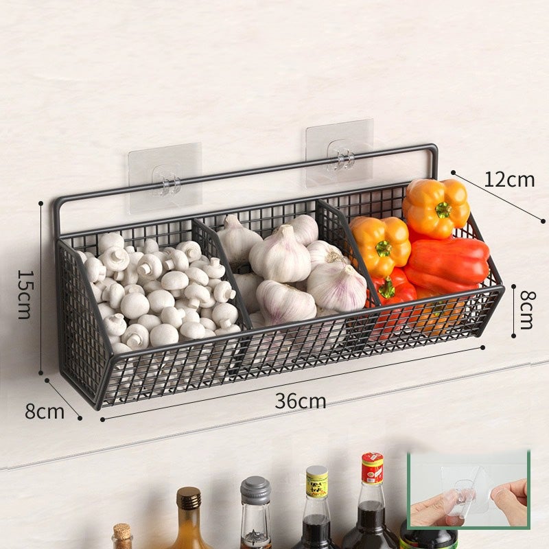 Set di 2 cestini in filo metallico da parete in ferro, per dispensa, cucina, bagno, due griglie, bianco