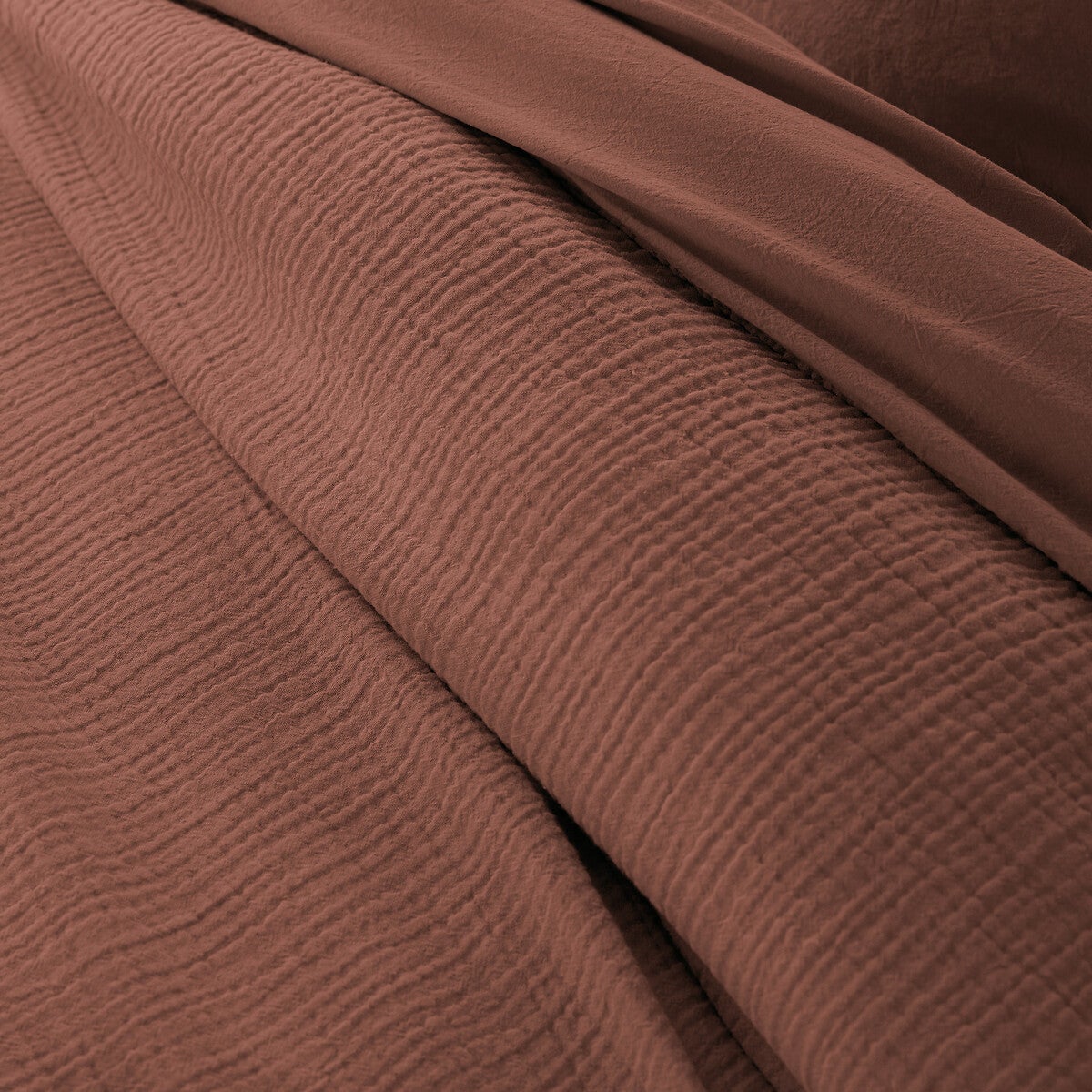Housse de couette gaze de coton/coton lavé, Kumco - Acajou - 240 x 220 cm - 3