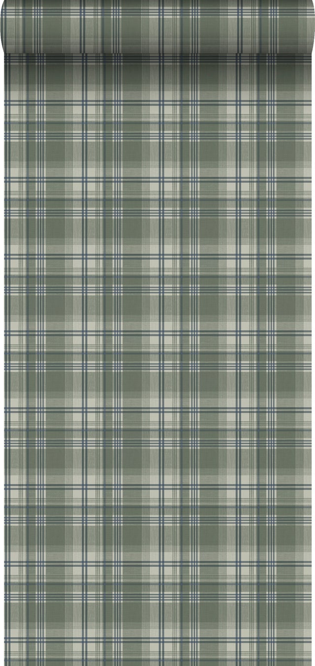 Papier peint à carreaux vert foncé - 53 cm x 10.05 m - Sanders & Sanders