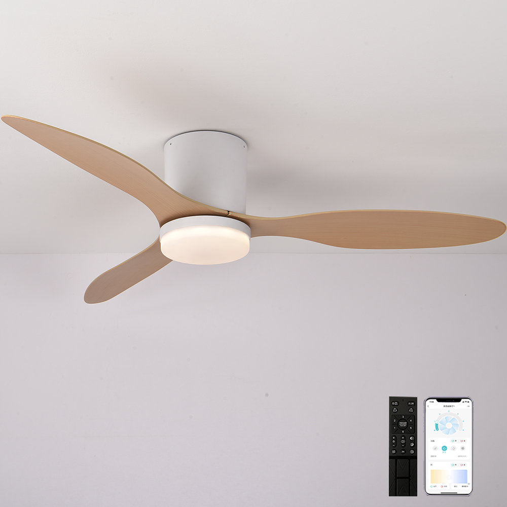 Ventilateur de plafond avec lumière, télécommande/contrôle par application, 6 vitesses de ventilation, minuterie, (132 cm) - 2