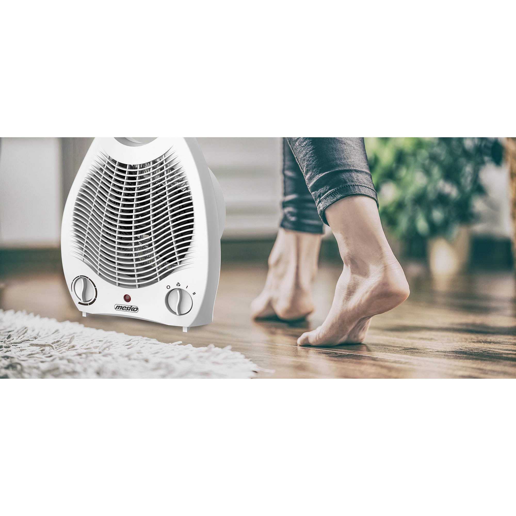 Termoventilatore Portatile Aria Calda / Fredda 2 Livelli di Potenza, Termostato Mesko Bianco 2000 MS7719 - 3