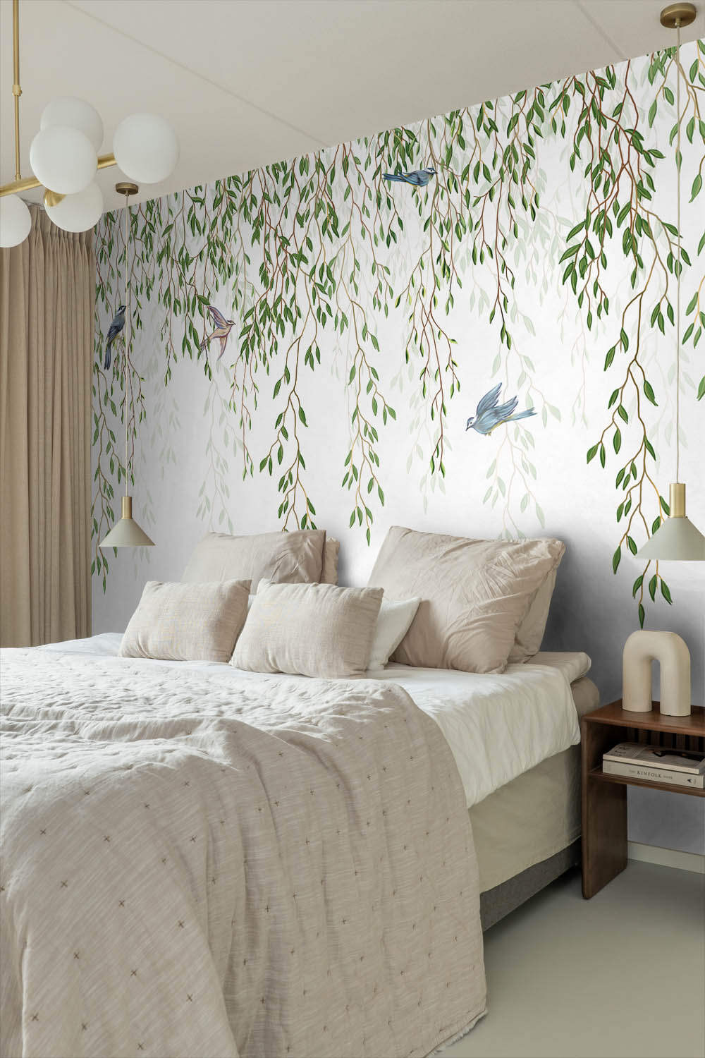 Papier peint panoramique oiseaux dans la nature vert et bleu - 350 x 279 cm - Sanders & Sanders - 6