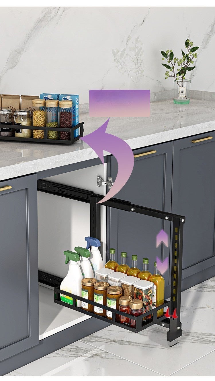 Étagère de rangement sous évier de cuisine, panier coulissant mural, rangement pour armoire et salle de bain, double couche, 30 cm - 4