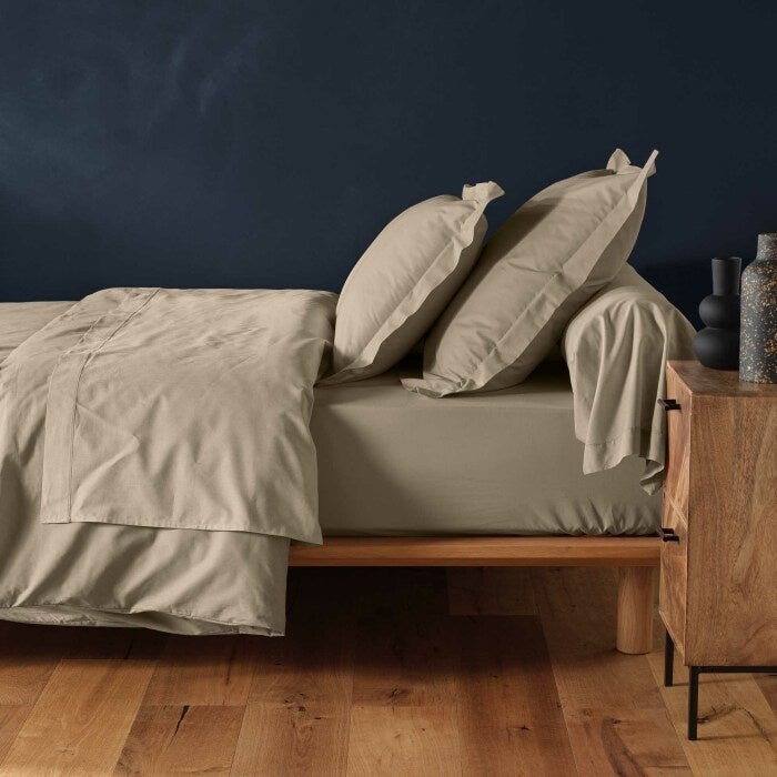 Drap-housse 1 personne 90 x 190 cm coton 57 fils LINA Sable – Bonnet 30 cm - 5